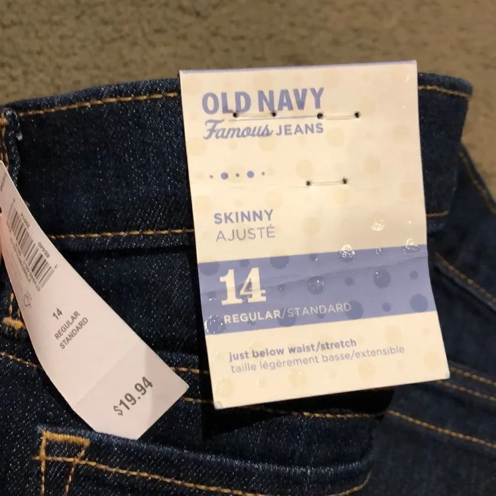 Old Navy 14 R Skinny NWT Jeans adjust waist